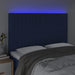 Tăblie de pat cu LED, albastru, 144x5x118/128 cm, textil - WALTI WALTI