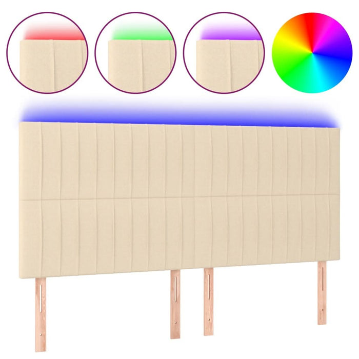 Tăblie de pat cu LED, crem, 160x5x118/128 cm, textil - WALTI WALTI