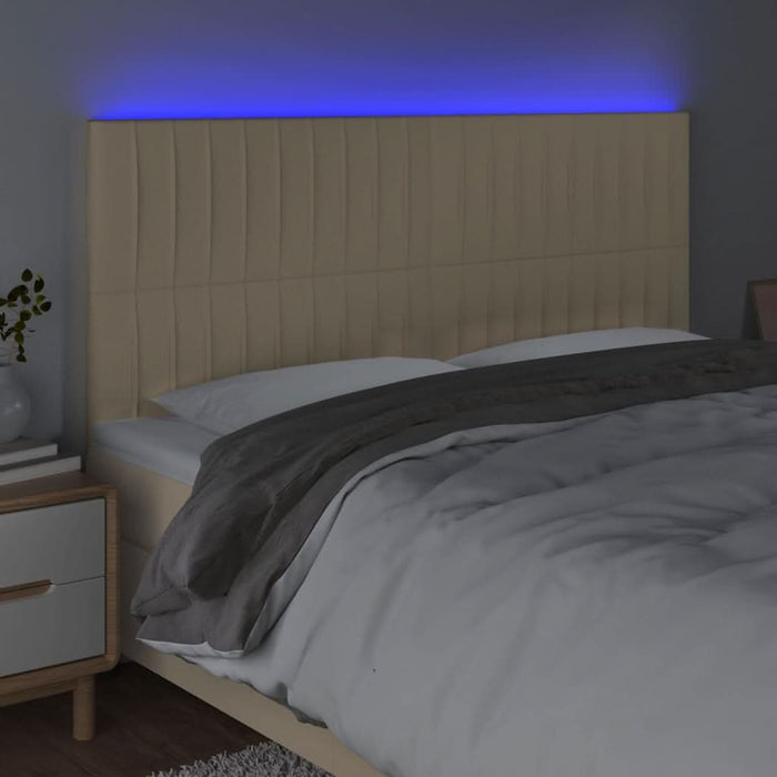 Tăblie de pat cu LED, crem, 160x5x118/128 cm, textil - WALTI WALTI