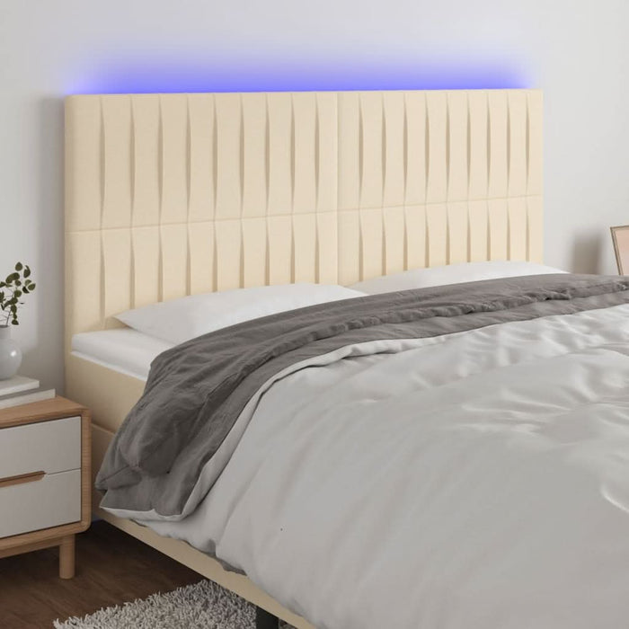 Tăblie de pat cu LED, crem, 160x5x118/128 cm, textil - WALTI WALTI