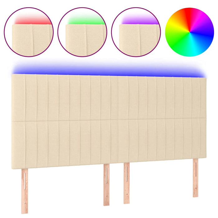 Tăblie de pat cu LED, crem, 180x5x118/128 cm, textil WALTI