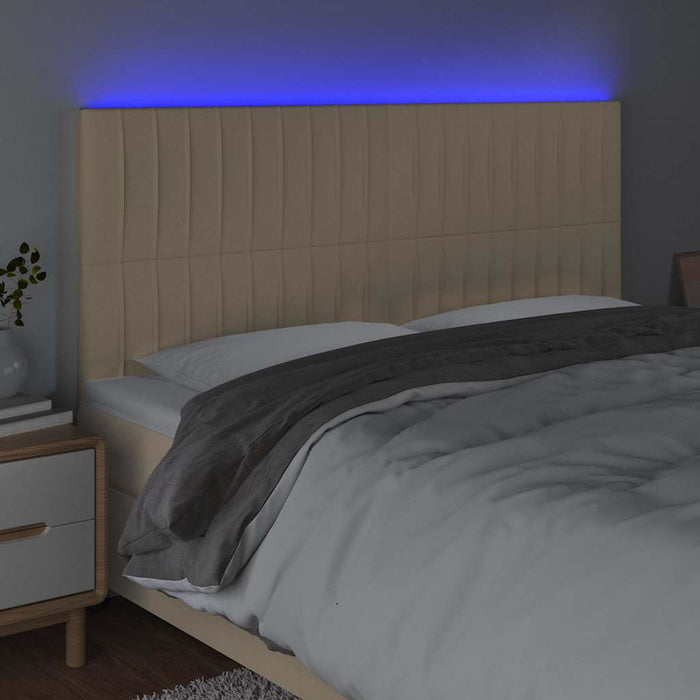 Tăblie de pat cu LED, crem, 180x5x118/128 cm, textil WALTI
