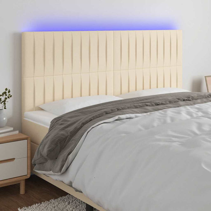 Tăblie de pat cu LED, crem, 180x5x118/128 cm, textil WALTI
