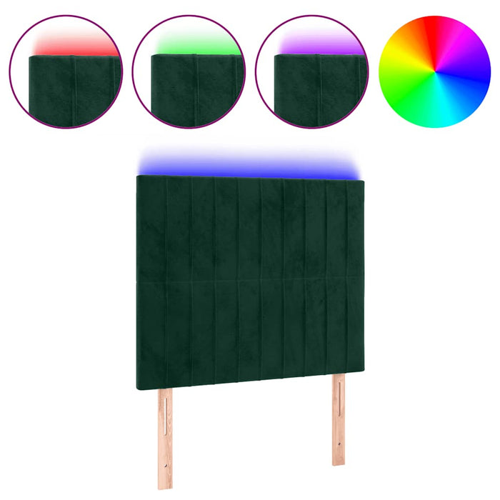 Tăblie de pat cu LED, verde închis, 80x5x118/128 cm, catifea - WALTI WALTI
