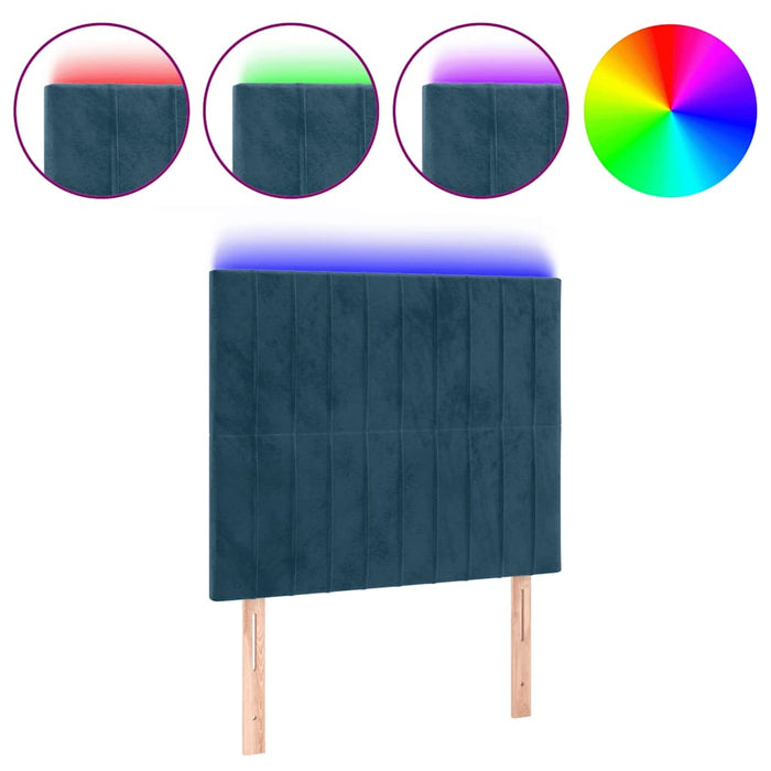 Tăblie de pat cu LED, albastru închis, 80x5x118/128cm, catifea - WALTI WALTI