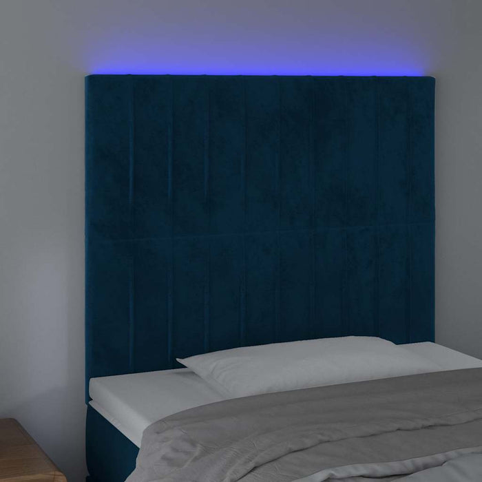 Tăblie de pat cu LED, albastru închis, 80x5x118/128cm, catifea - WALTI WALTI