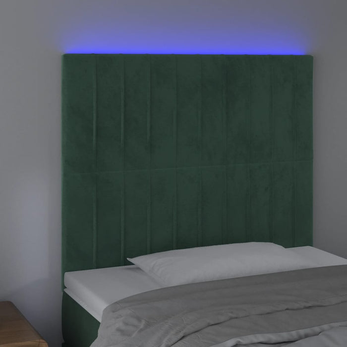 Tăblie de pat cu LED, verde închis, 90x5x118/128 cm, catifea - WALTI WALTI