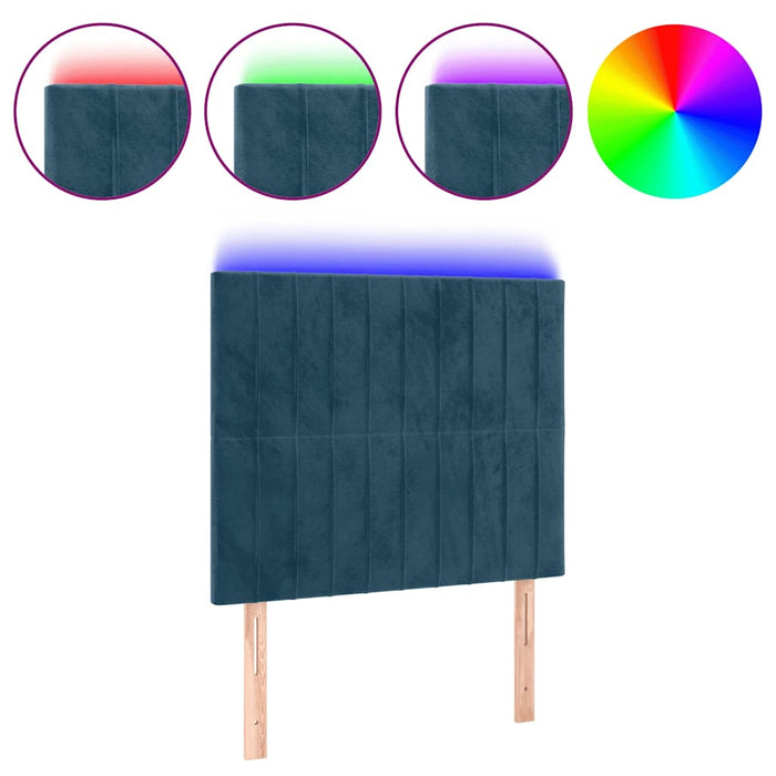 Tăblie de pat cu LED, albastru închis, 90x5x118/128 cm, catifea - WALTI WALTI