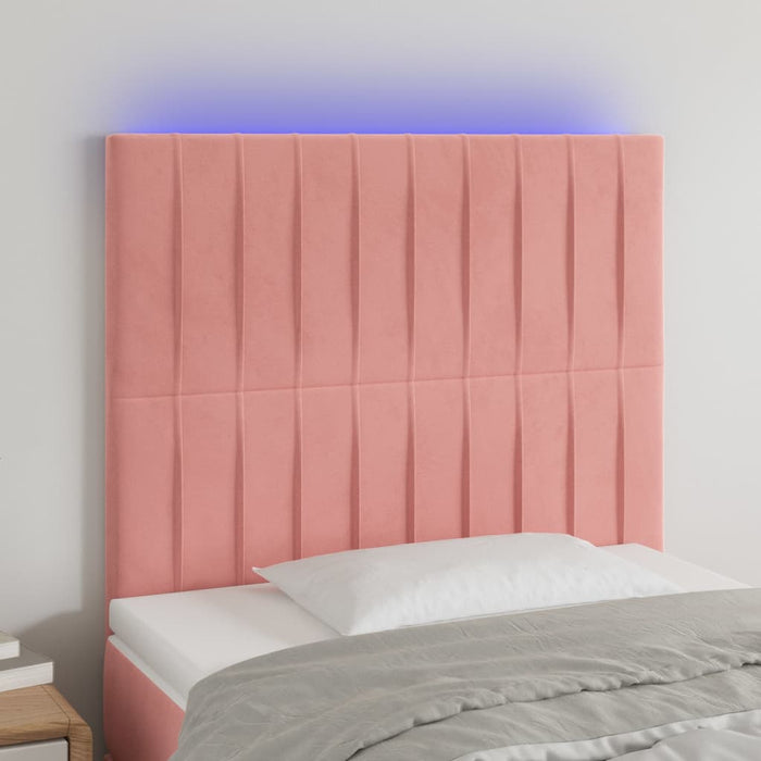 Tăblie de pat cu LED, roz, 90x5x118/128 cm, catifea - WALTI WALTI