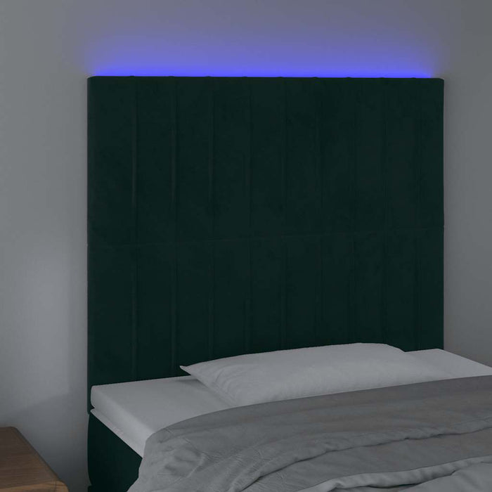 Tăblie de pat cu LED, verde închis, 100x5x118/128 cm, catifea - WALTI WALTI