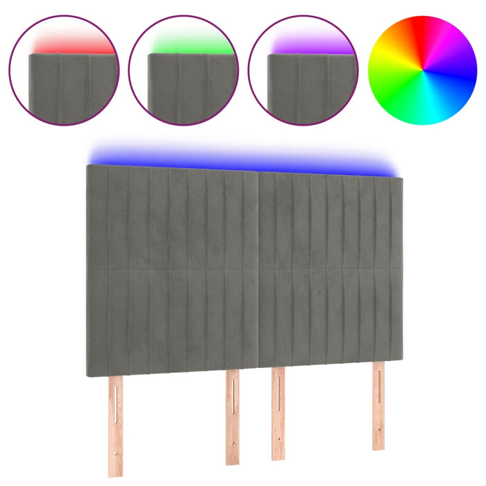 Tăblie de pat cu LED, gri deschis, 144x5x118/128 cm, catifea - WALTI WALTI