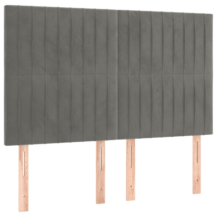 Tăblie de pat cu LED, gri deschis, 144x5x118/128 cm, catifea - WALTI WALTI