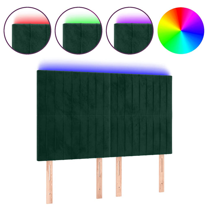 Tăblie de pat cu LED, verde închis, 144x5x118/128 cm, catifea - WALTI WALTI