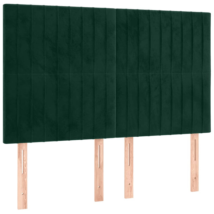 Tăblie de pat cu LED, verde închis, 144x5x118/128 cm, catifea - WALTI WALTI
