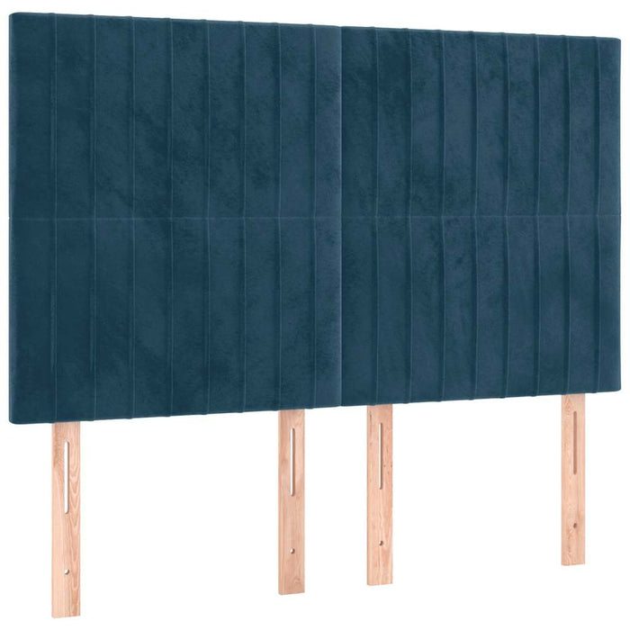 Tăblie de pat cu LED, albastru închis, 144x5x118/128cm, catifea - WALTI WALTI