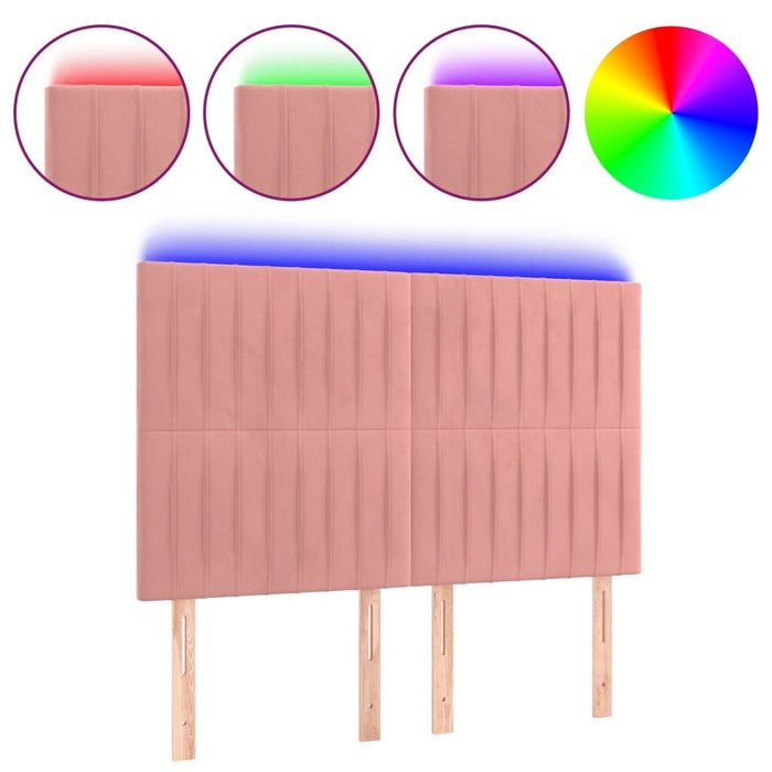 Tăblie de pat cu LED, roz, 144x5x118/128 cm, catifea - WALTI WALTI