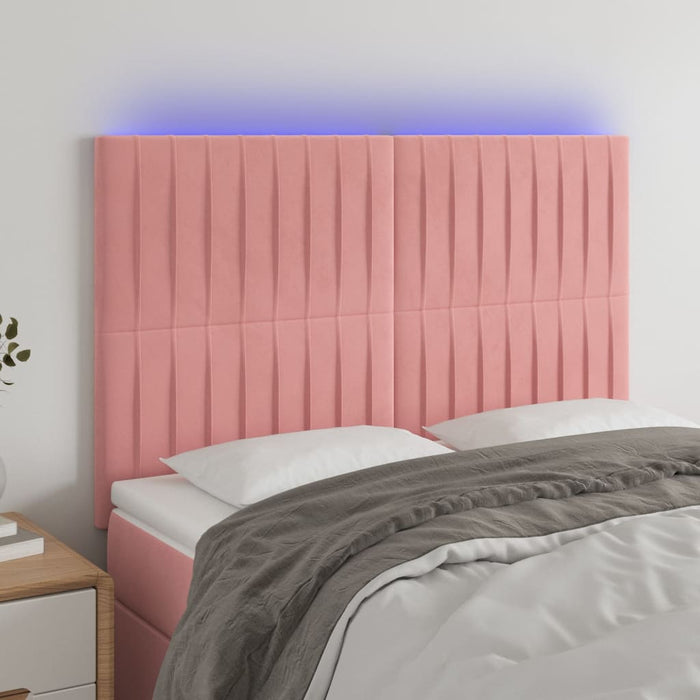 Tăblie de pat cu LED, roz, 144x5x118/128 cm, catifea - WALTI WALTI
