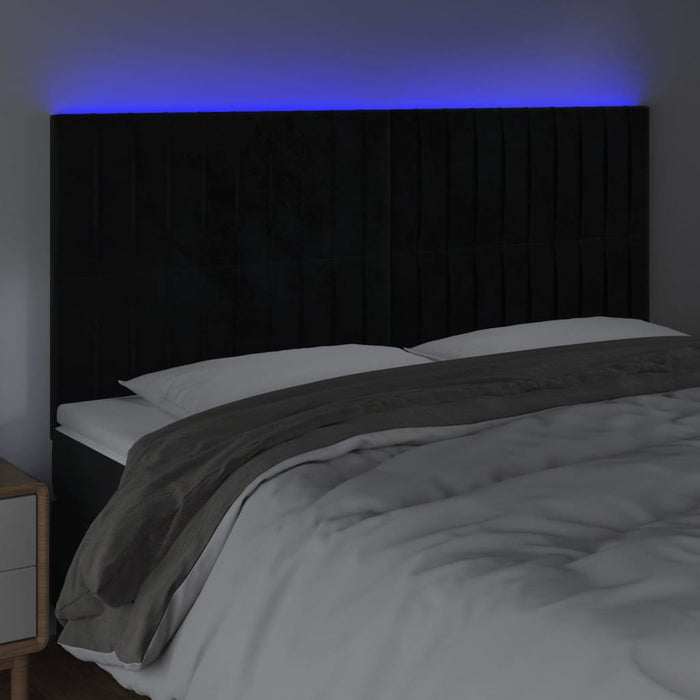 Tăblie de pat cu LED, negru, 160x5x118/128 cm, catifea - WALTI WALTI
