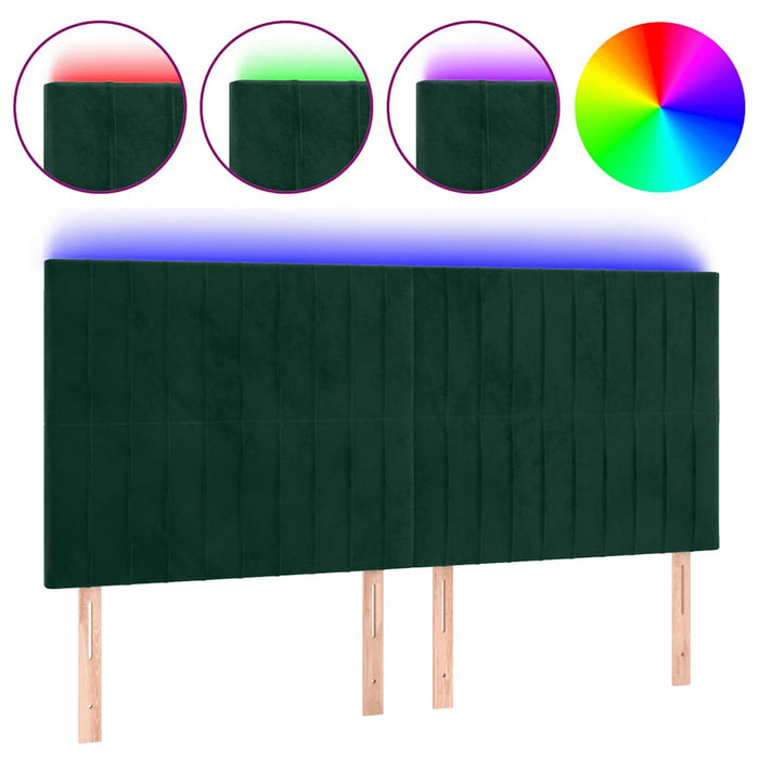 Tăblie de pat cu LED, verde închis, 160x5x118/128 cm, catifea - WALTI WALTI