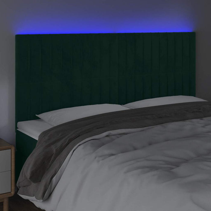 Tăblie de pat cu LED, verde închis, 160x5x118/128 cm, catifea - WALTI WALTI