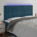 Tăblie de pat cu LED, albastru închis, 160x5x118/128cm, catifea - WALTI WALTI