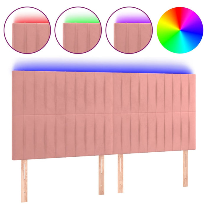 Tăblie de pat cu LED, roz, 160x5x118/128 cm, catifea - WALTI WALTI