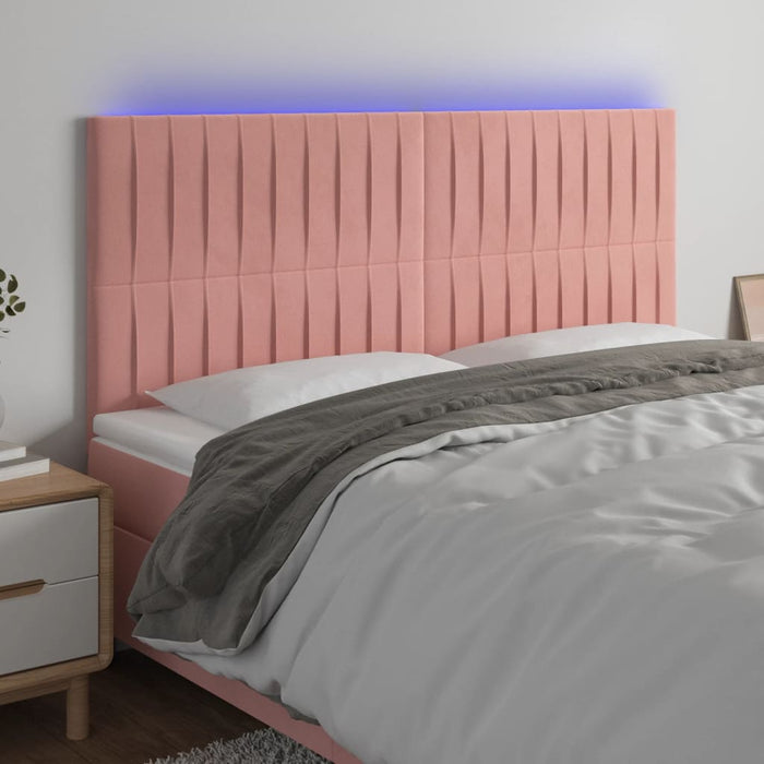 Tăblie de pat cu LED, roz, 160x5x118/128 cm, catifea - WALTI WALTI