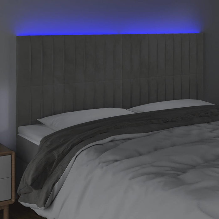 Tăblie de pat cu LED, gri deschis, 180x5x118/128 cm, catifea - WALTI WALTI