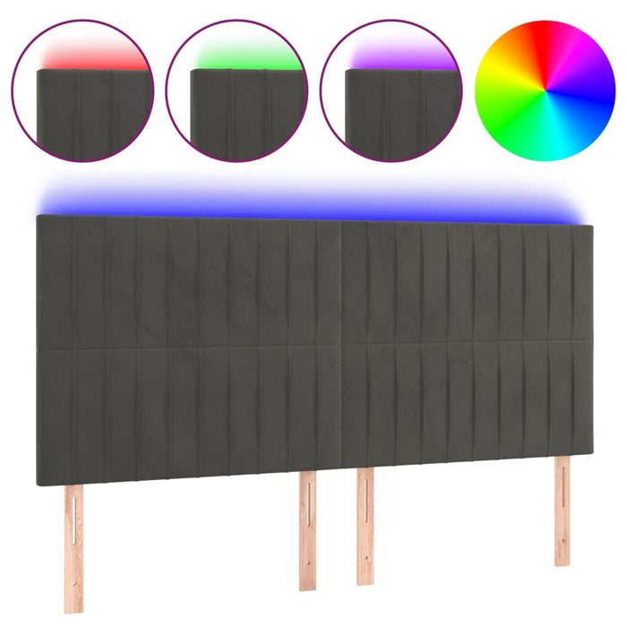 Tăblie de pat cu LED, gri închis, 180x5x118/128 cm, catifea - WALTI WALTI