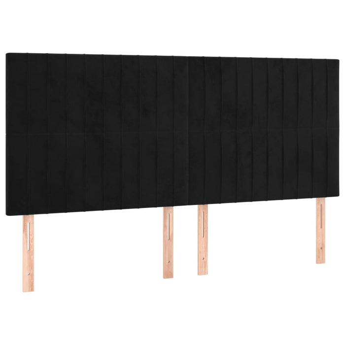 Tăblie de pat cu LED, negru, 183x16x118/128 cm, catifea - WALTI WALTI