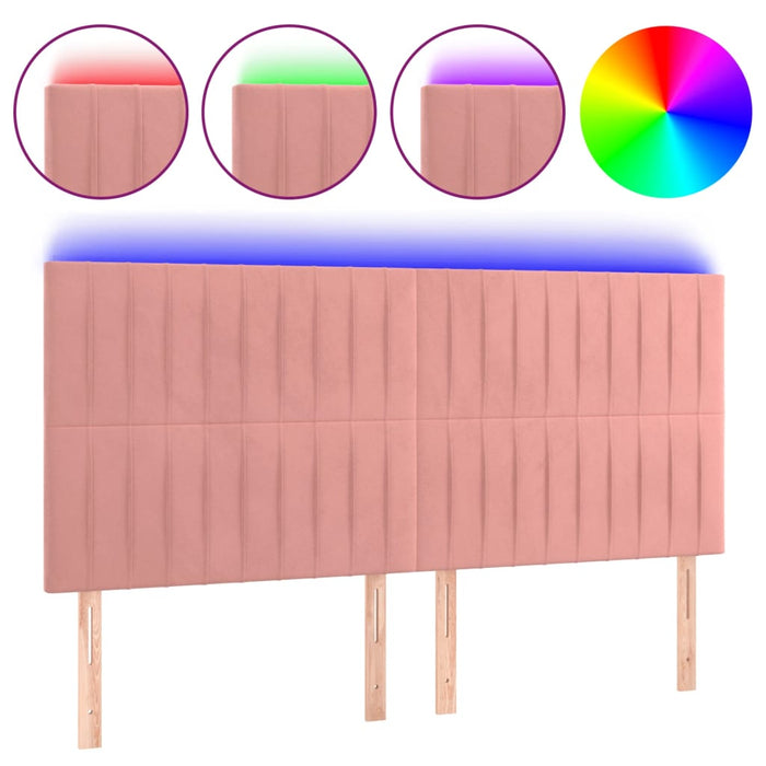 Tăblie de pat cu LED, roz, 180x5x118/128 cm, catifea - WALTI WALTI