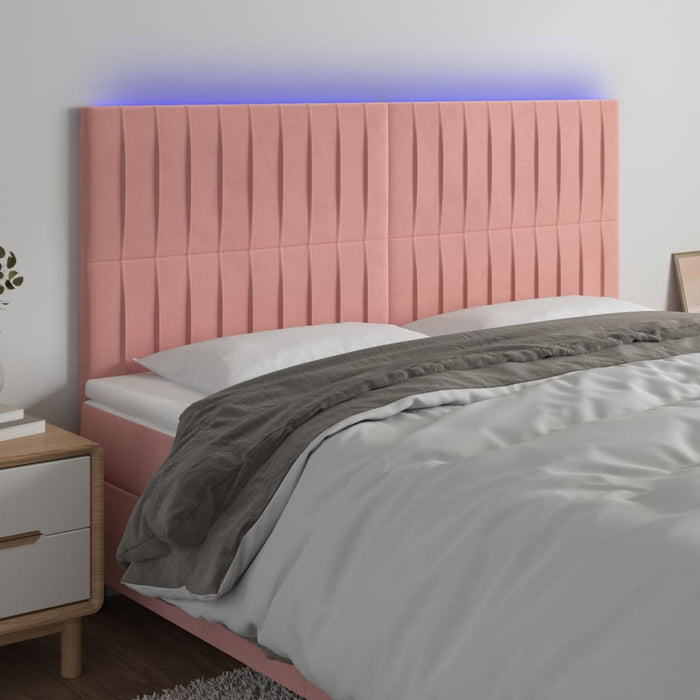 Tăblie de pat cu LED, roz, 180x5x118/128 cm, catifea - WALTI WALTI