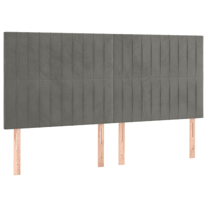 Tăblie de pat cu LED, gri deschis, 200x5x118/128 cm, catifea - WALTI WALTI