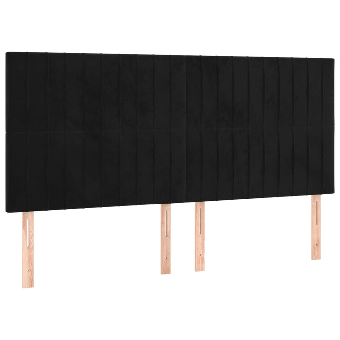 Tăblie de pat cu LED, negru, 200x5x118/128 cm, catifea - WALTI WALTI