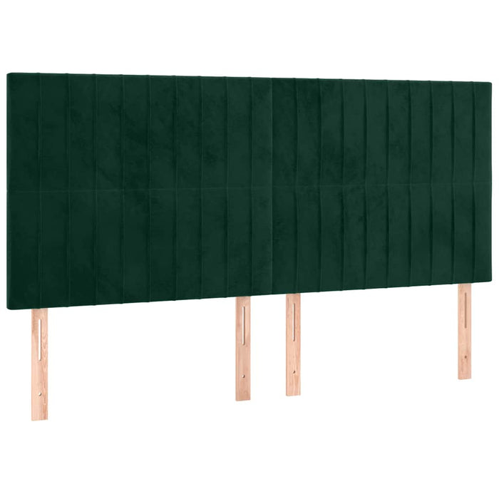 Tăblie de pat cu LED, verde închis, 200x5x118/128 cm, catifea - WALTI WALTI