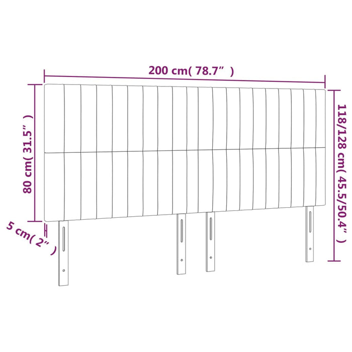 Tăblie de pat cu LED, roz, 200x5x118/128 cm, catifea - WALTI WALTI