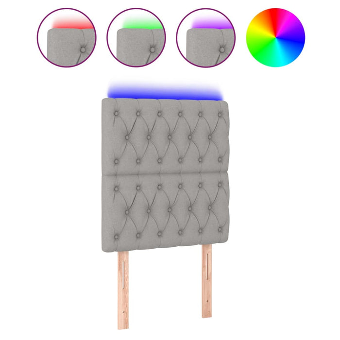 Tăblie de pat cu LED, Gri deschis, 80x7x118/128 cm, textil - WALTI WALTI