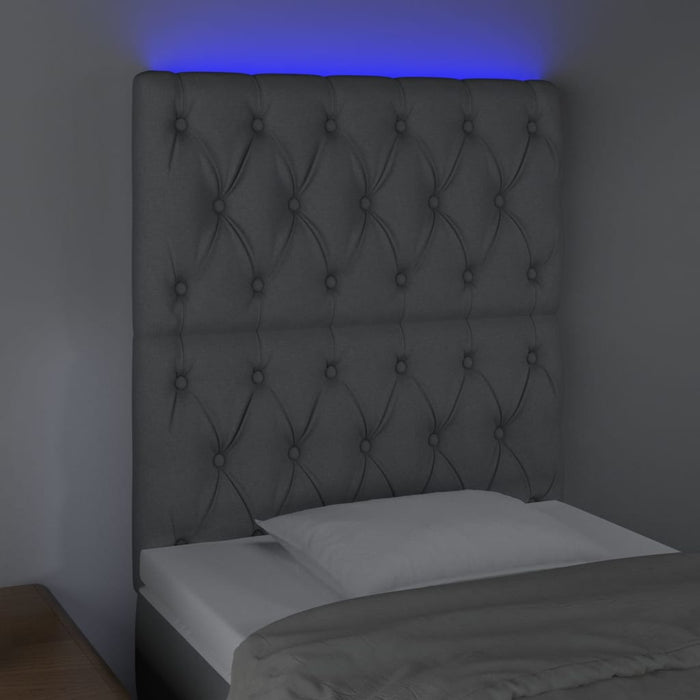Tăblie de pat cu LED, Gri deschis, 80x7x118/128 cm, textil - WALTI WALTI