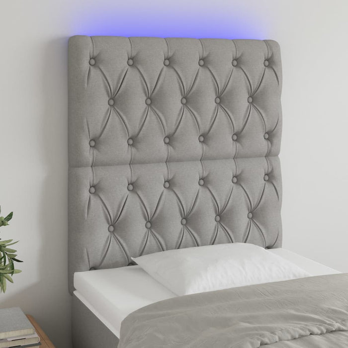 Tăblie de pat cu LED, Gri deschis, 80x7x118/128 cm, textil - WALTI WALTI