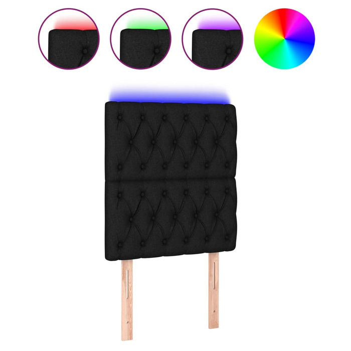 Tăblie de pat cu LED, negru, 80x7x118/128 cm, textil - WALTI WALTI