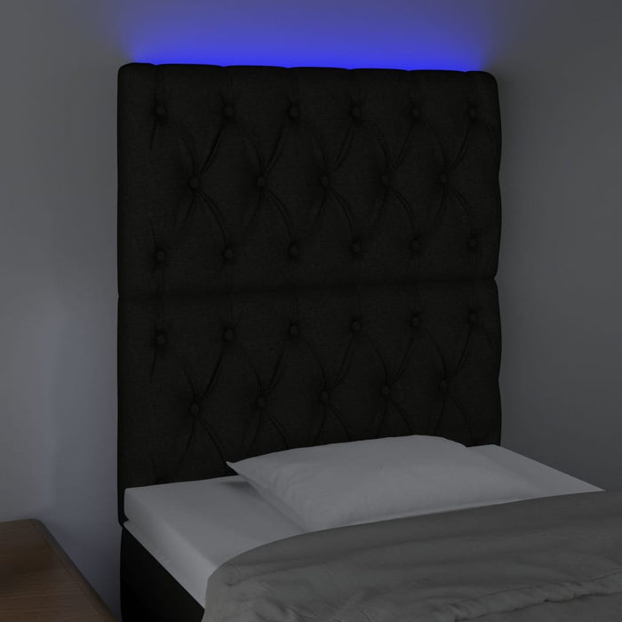 Tăblie de pat cu LED, negru, 80x7x118/128 cm, textil - WALTI WALTI
