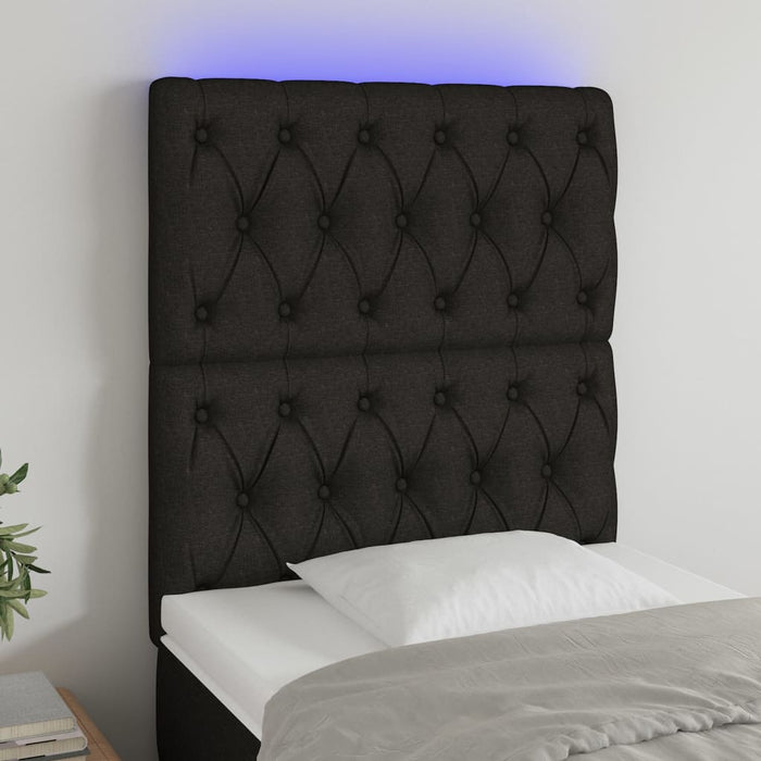 Tăblie de pat cu LED, negru, 80x7x118/128 cm, textil - WALTI WALTI