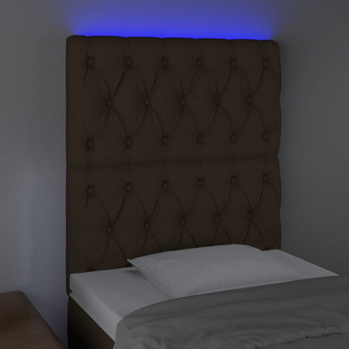 Tăblie de pat cu LED, maro închis, 80x7x118/128 cm, textil - WALTI WALTI