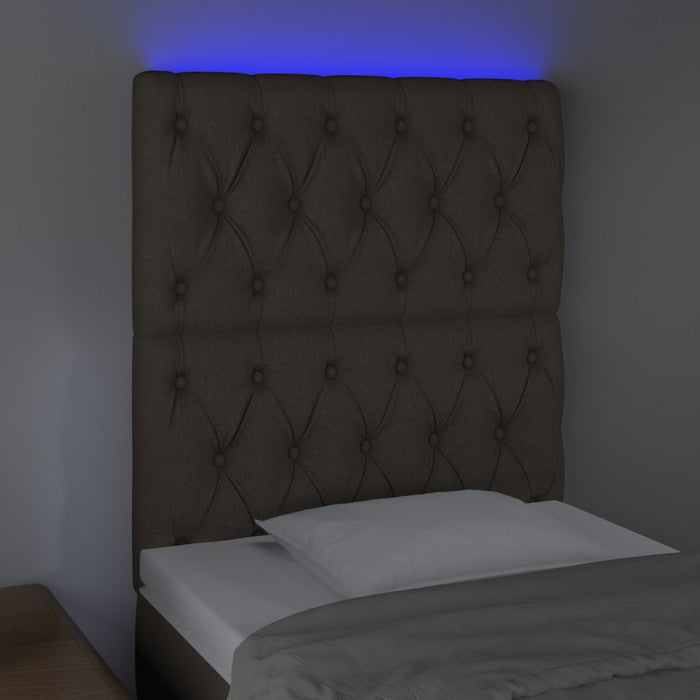 Tăblie de pat cu LED, gri taupe, 80x7x118/128 cm, textil - WALTI WALTI