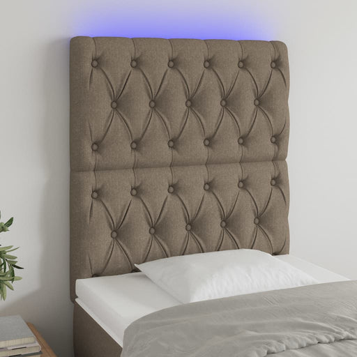 Tăblie de pat cu LED, gri taupe, 80x7x118/128 cm, textil - WALTI WALTI