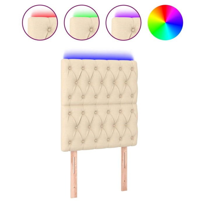 Tăblie de pat cu LED, crem, 80x7x118/128 cm, textil - WALTI WALTI