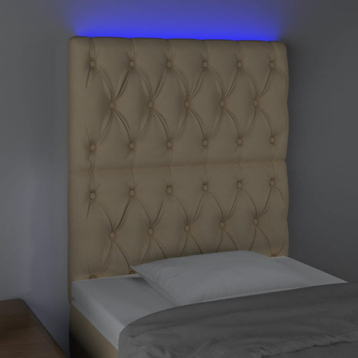 Tăblie de pat cu LED, crem, 80x7x118/128 cm, textil - WALTI WALTI