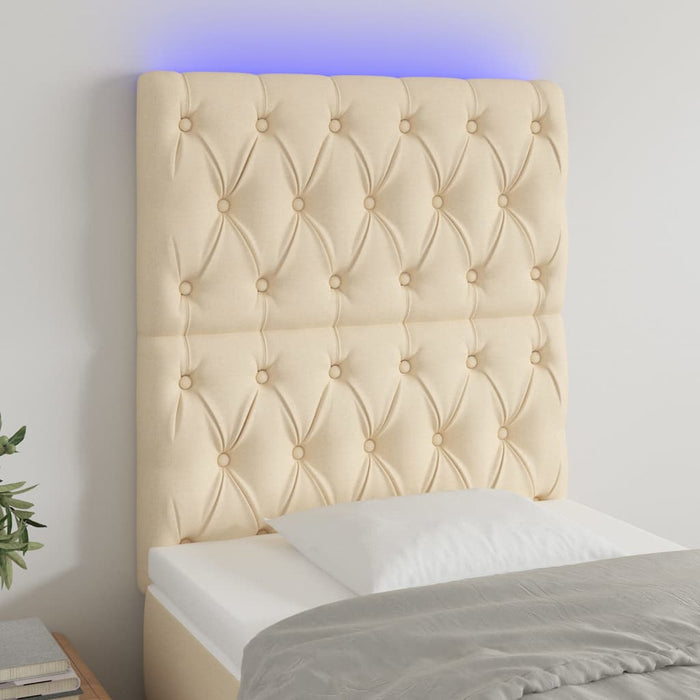 Tăblie de pat cu LED, crem, 80x7x118/128 cm, textil - WALTI WALTI