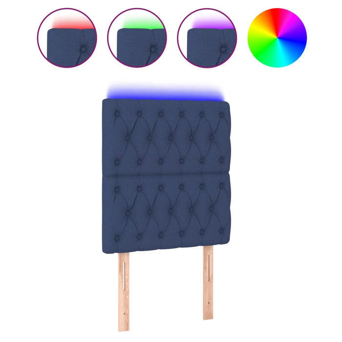 Tăblie de pat cu LED, albastru, 80x7x118/128 cm, textil - WALTI WALTI