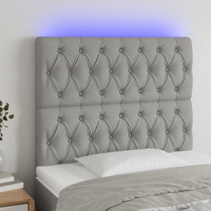 Tăblie de pat cu LED, gri deschis, 90x7x118/128 cm, textil - WALTI WALTI